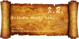 Kolbaba Rozália névjegykártya